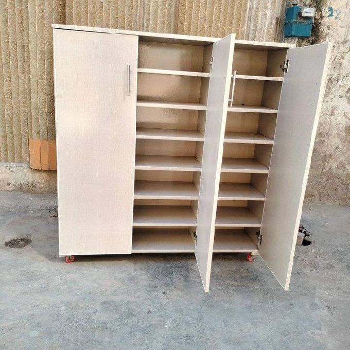 A White Oak Shoe Rack Cabinet Delivered to a Client in Ruiru