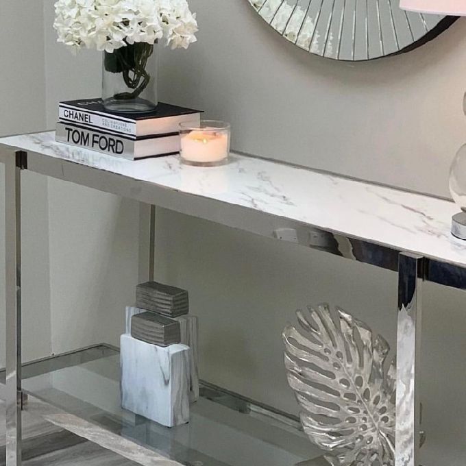 A Modern Silver Marble Console Table for Sale in Thika Road
