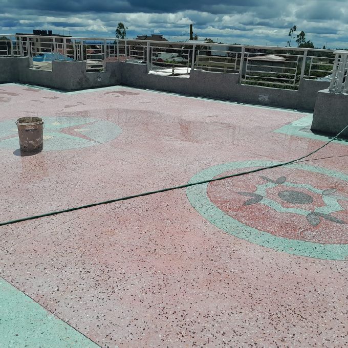 Terrazzo Installers on a Flat Roof for an Apartment in Kasarani