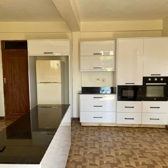 Residential White MDF Kitchen Cabinet Installation Work in Kwale