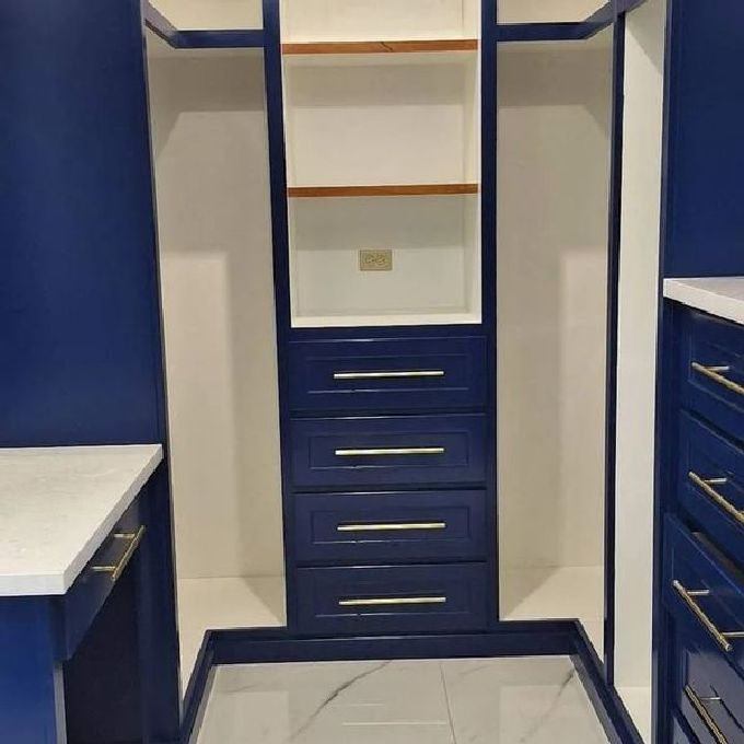 Blue & White Wardrobe Closet Installation Contract in Uthiru