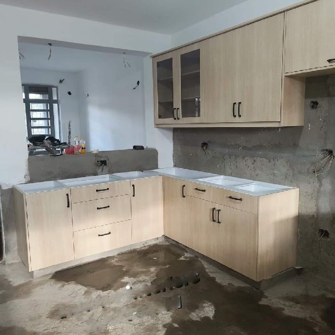 Laminated MDF Kitchen Cabinet Drawers Installation in Meru