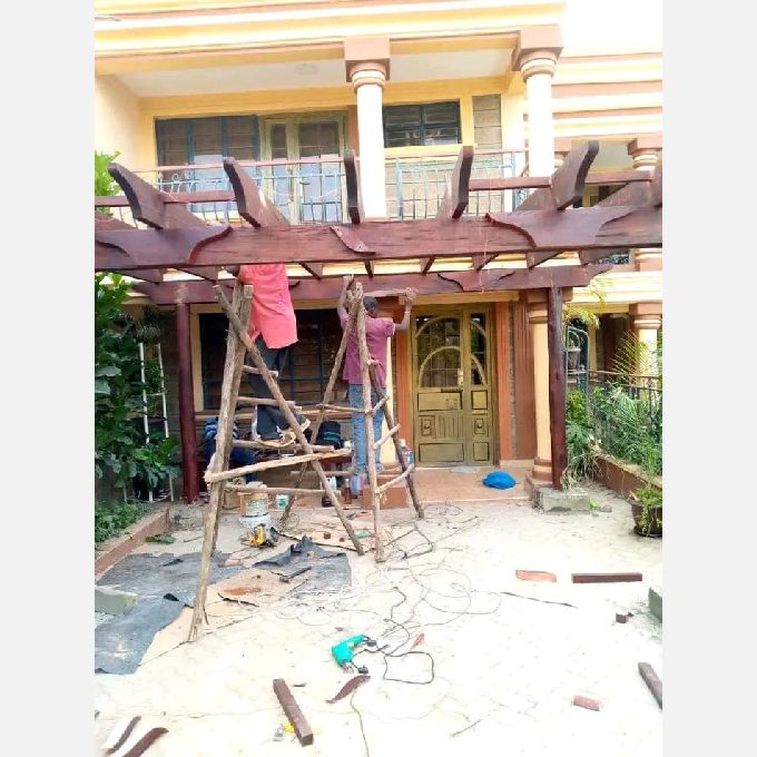 Construction of a Mahogany Pergola for a Home in Westlands